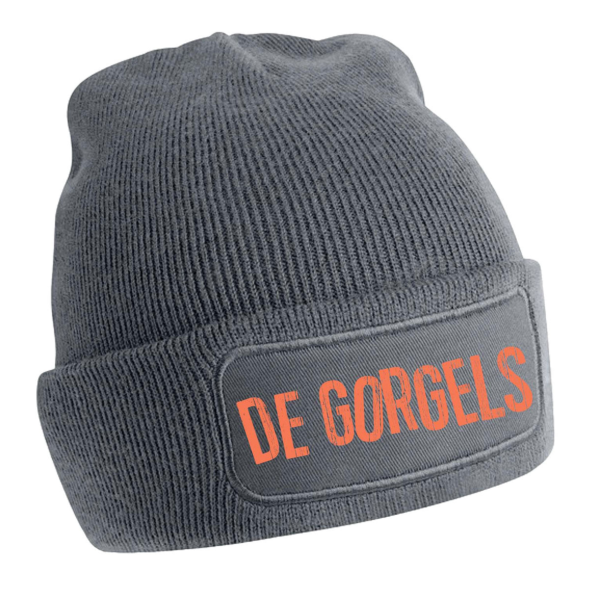 De gorgels muts grijs tekst