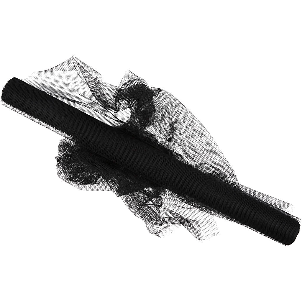 Creativ company tulle, w: 50 cm, black, 5 m 1 roll