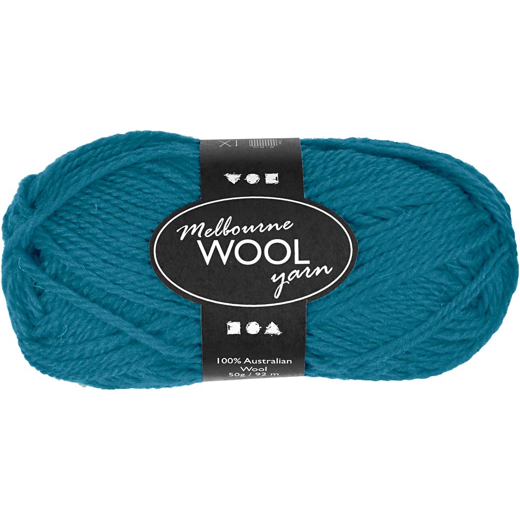 Creativ company melbourne wool yarn, l: 92 m, petrol, 50 gr 1 ball