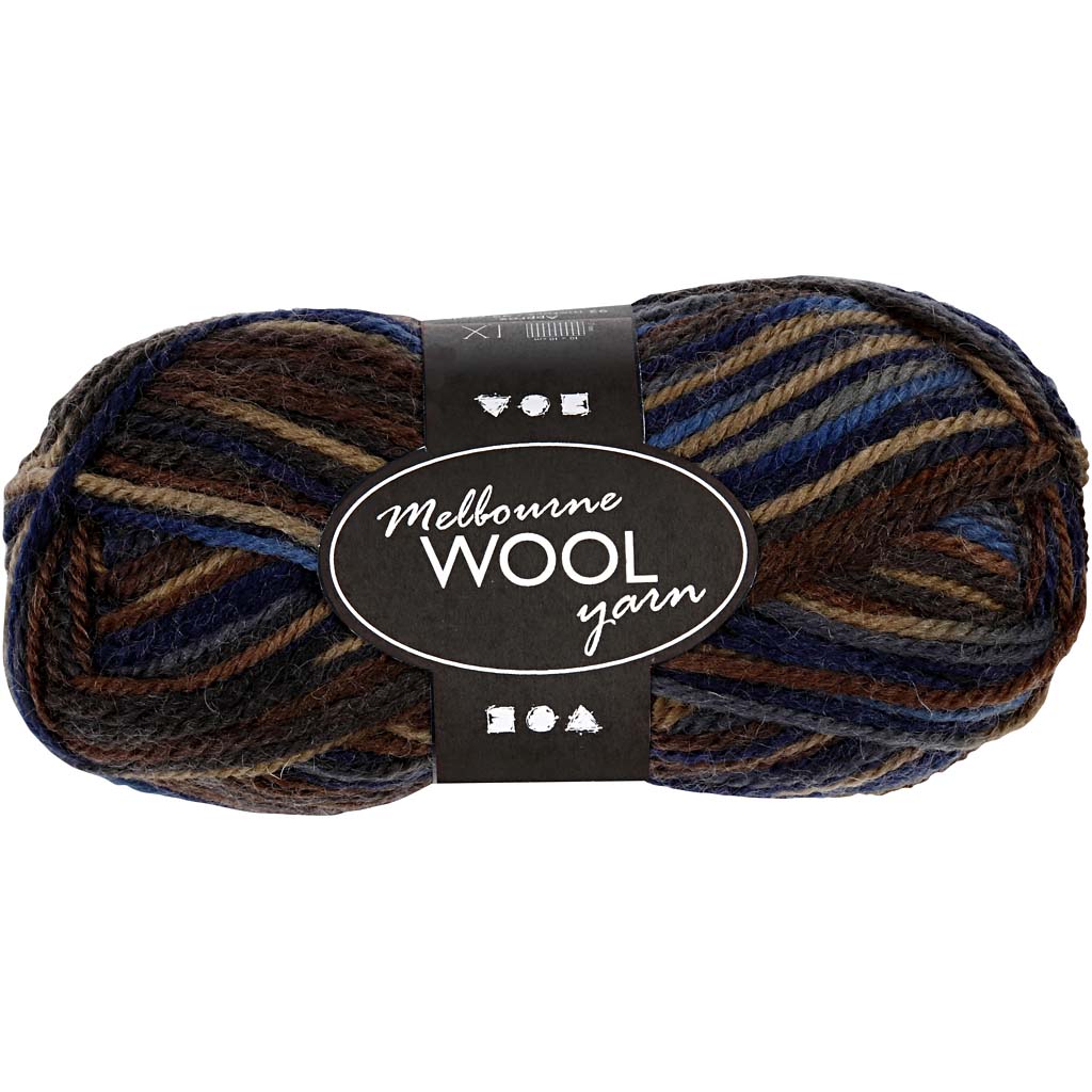 Creativ company melbourne wool yarn, l: 92 m, brown harmony, 50 g 1 ball