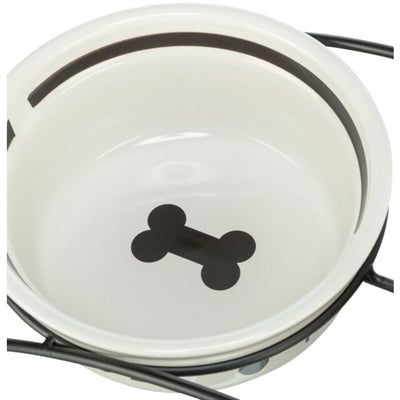 Trixie dog food bowl ceramic white black