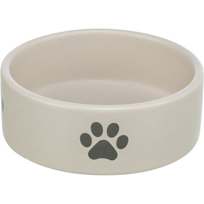 Trixie food bowl drinking bowl dog paw motif ceramic light gray gray