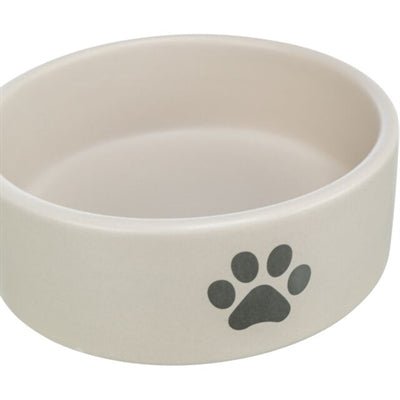 Trixie food bowl drinking bowl dog paw motif ceramic light gray gray