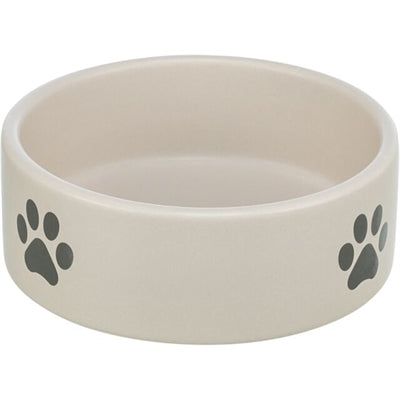 Trixie food bowl drinking bowl dog paw motif ceramic light gray gray