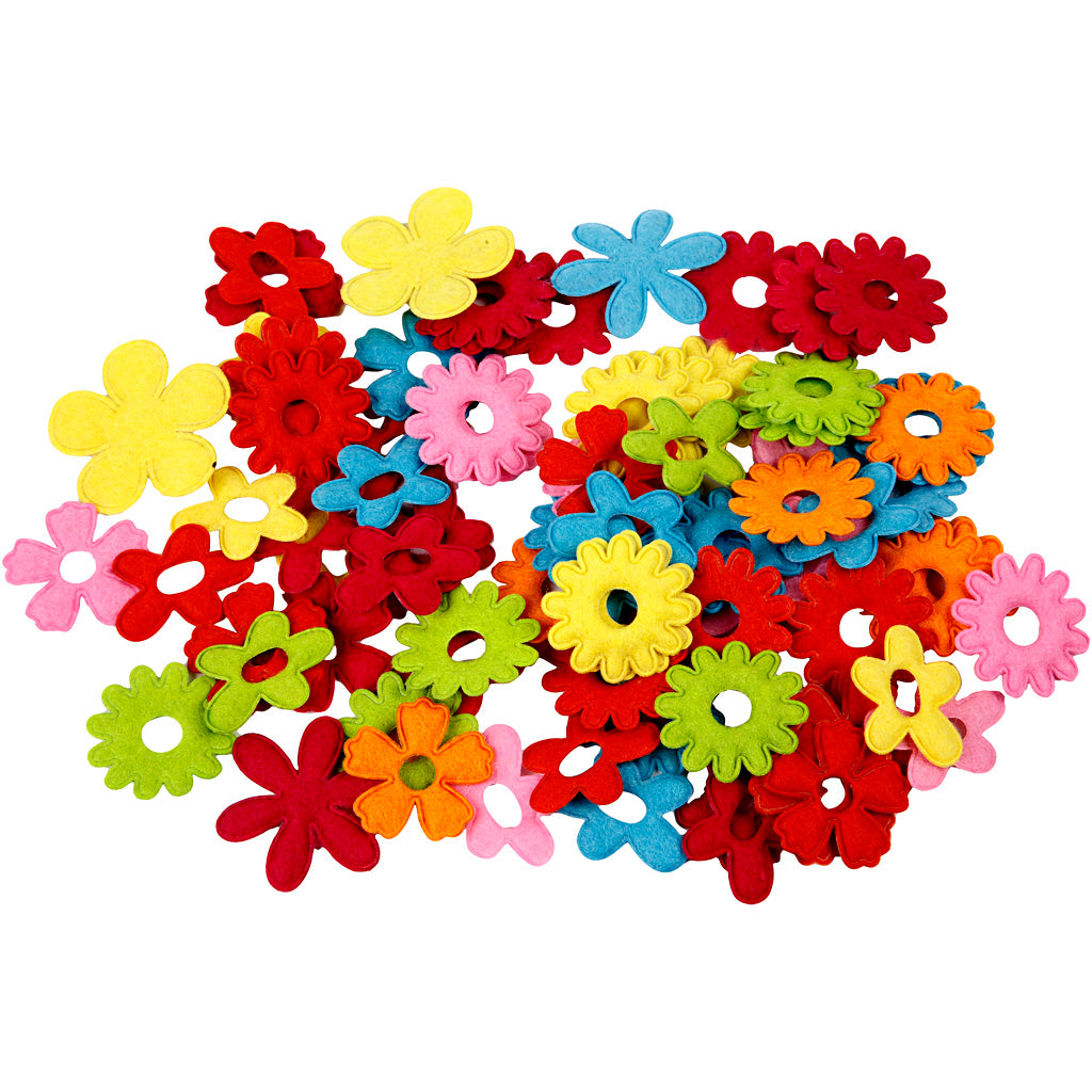 Creativ company felt flowers, size 35x45 mm, thickness 1.2 mm, 135 pieces in a box