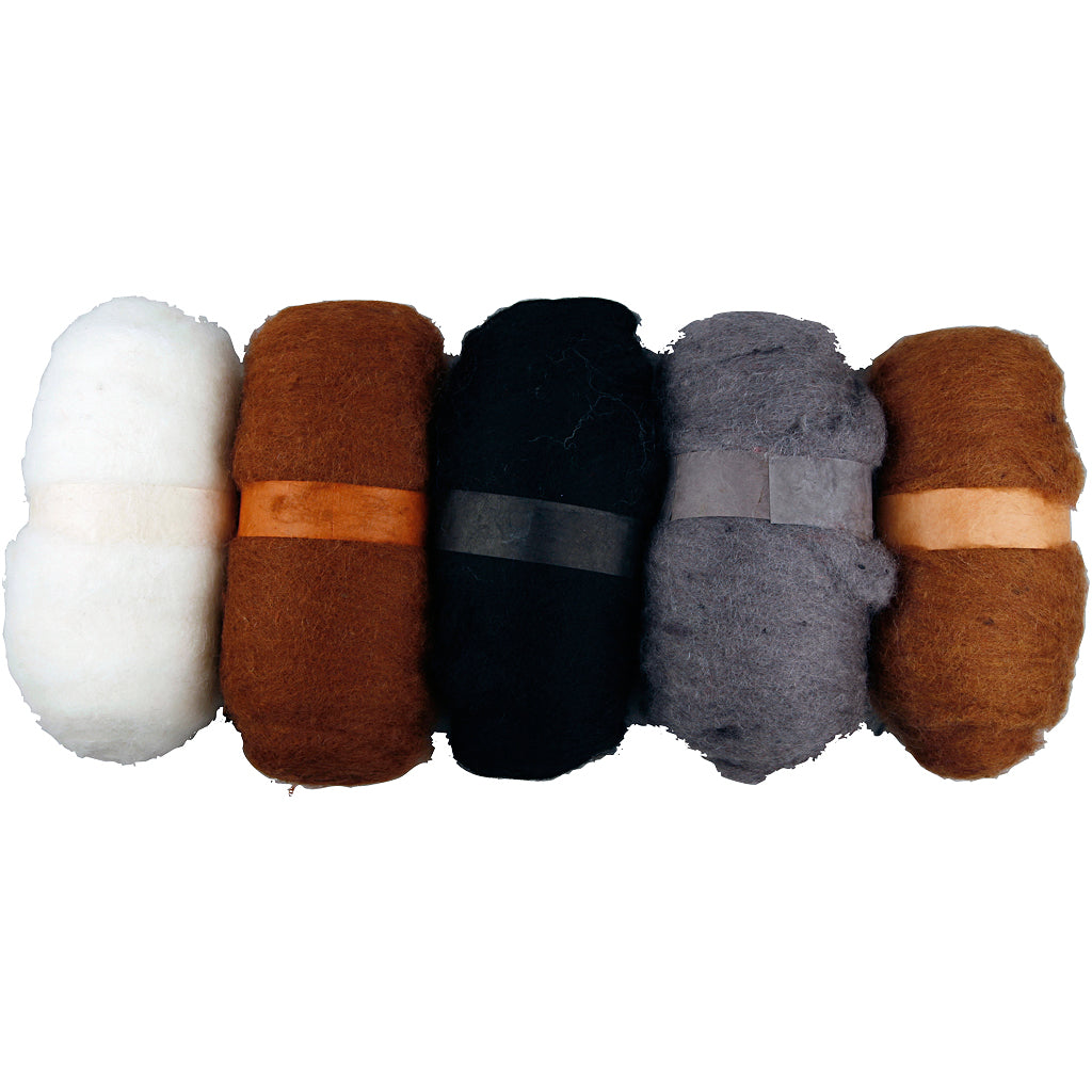 Creativ company carded wool, natural, 5x100 gr 1 box