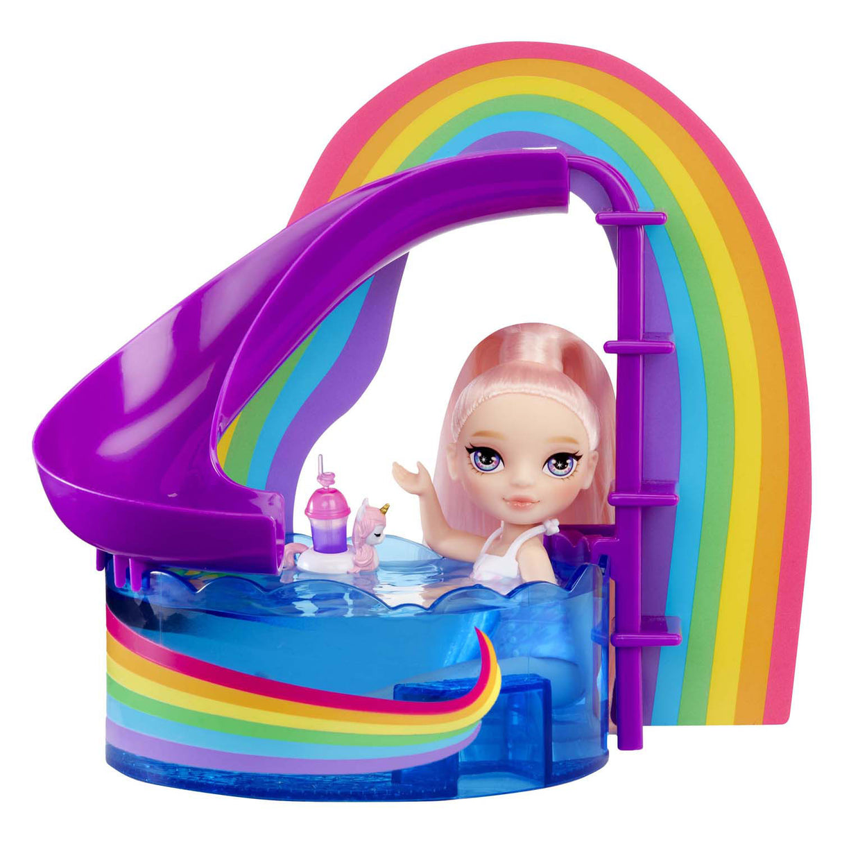 Mga underhållning regnbåge hög pop liten pool dag med blush play set