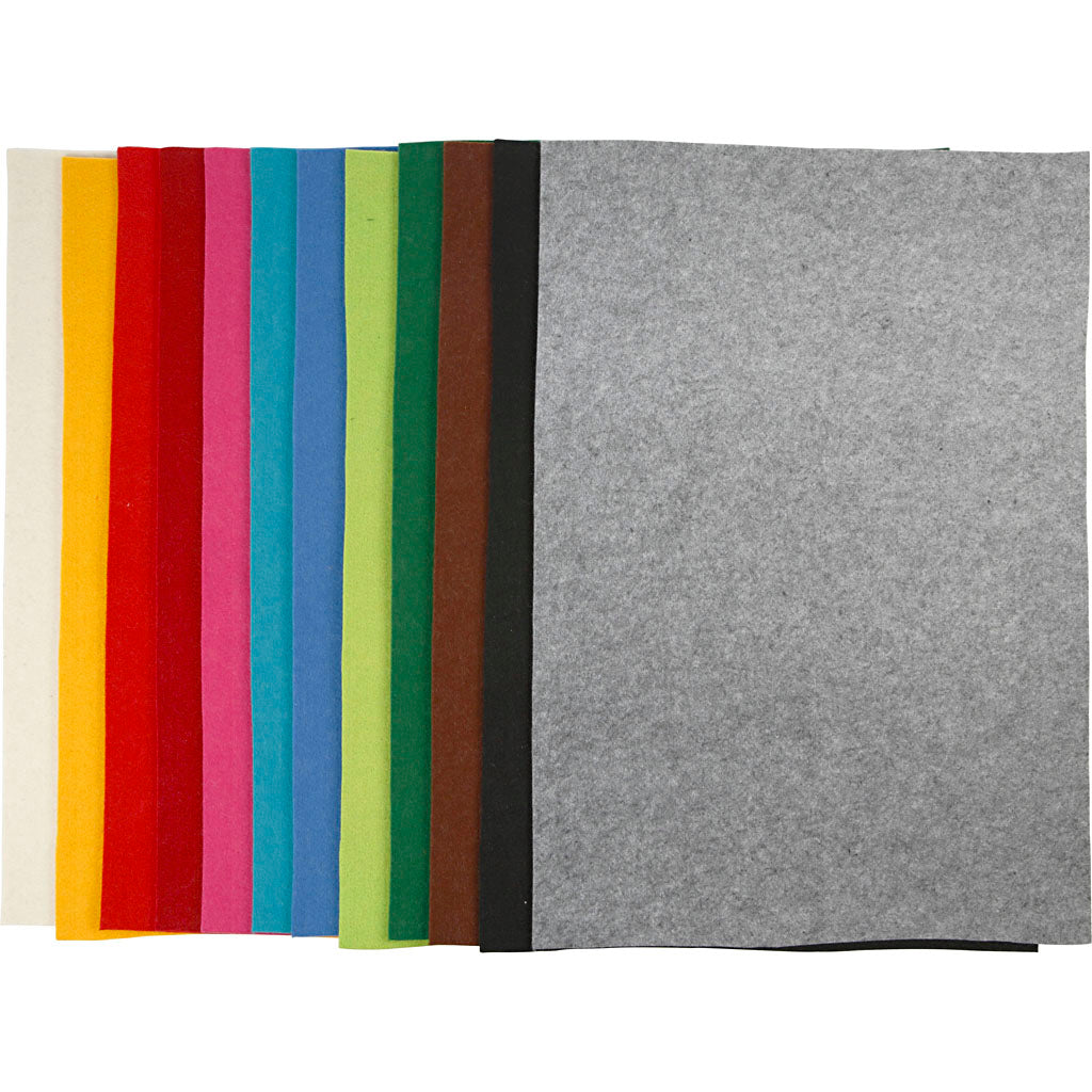 Creativ company hobbyvilt, vel 42x60 cm, dikte 3 mm, diverse kleuren, 12 div vellen 1 doos
