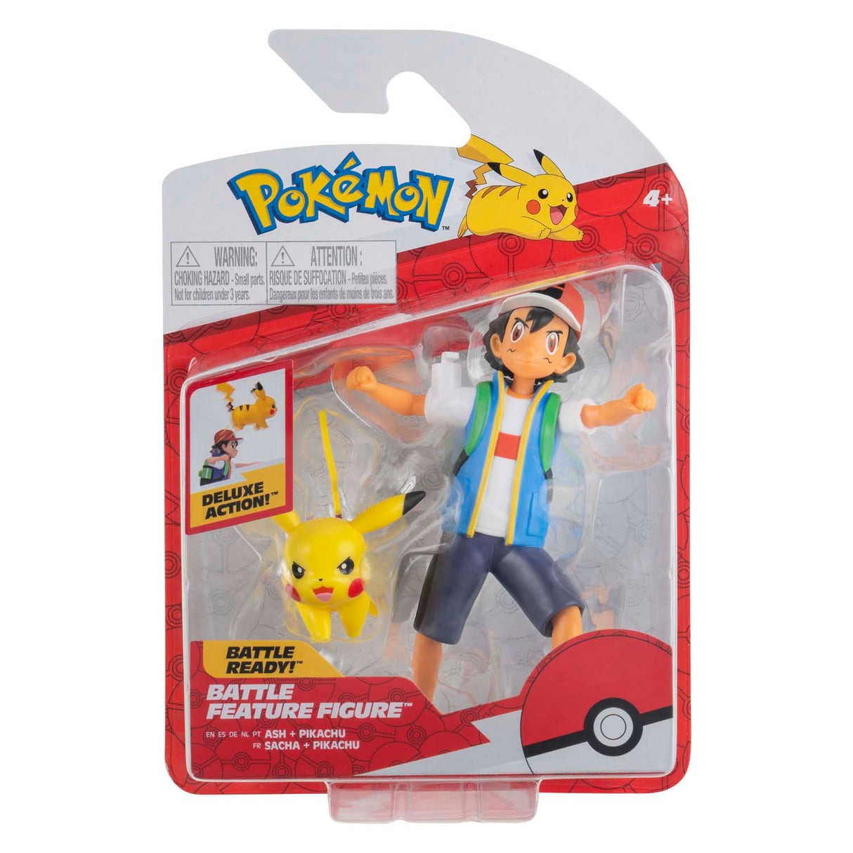 Jazwares pokémon battle feature figure - ash pikachu