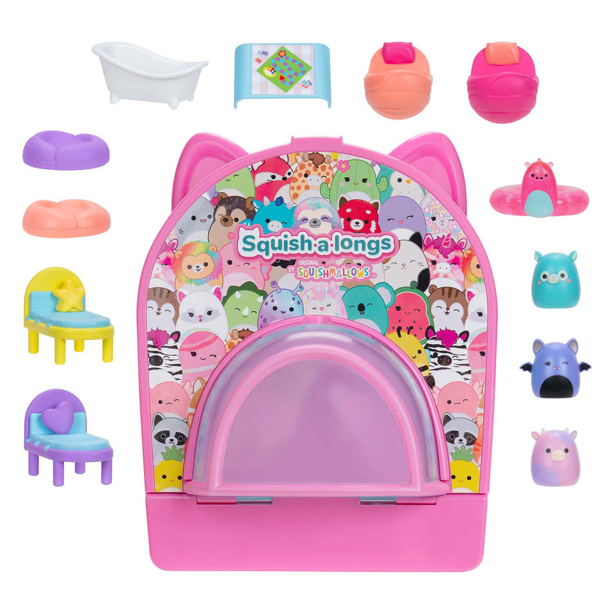 Squishmallows - squish-a-longs onderweg speelset feest