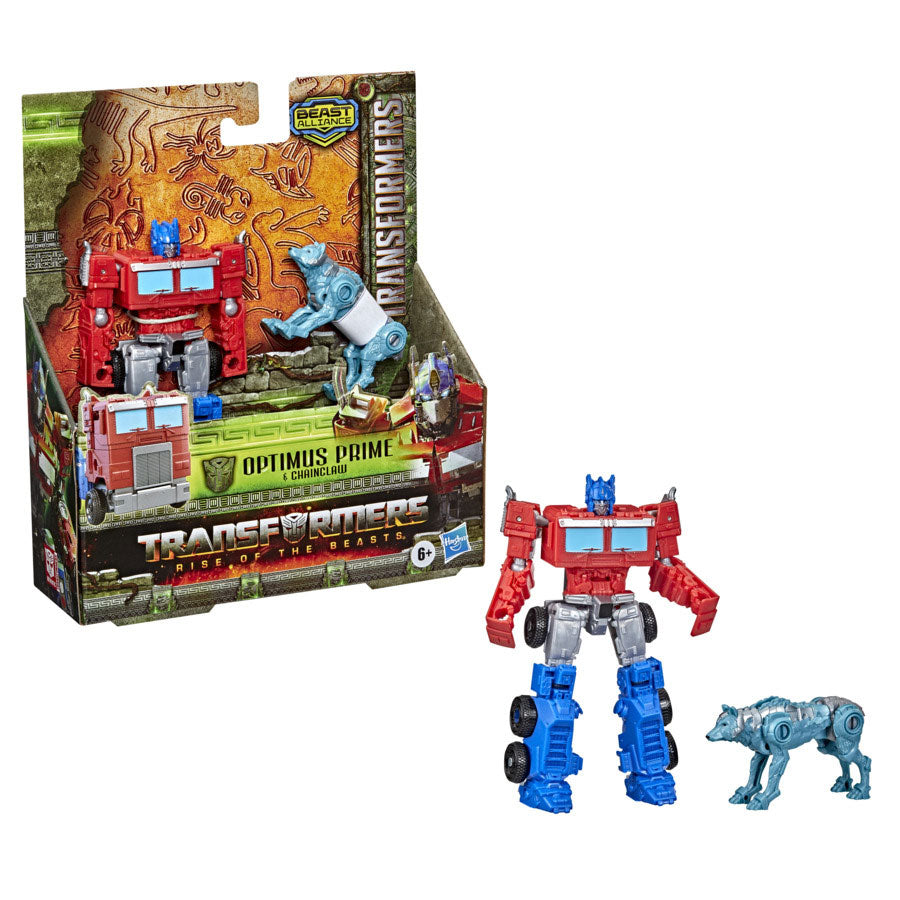 Hasbro Transformers Rise of the Beasts Weanizer Action Figures Optimus Prime Cheincclaw