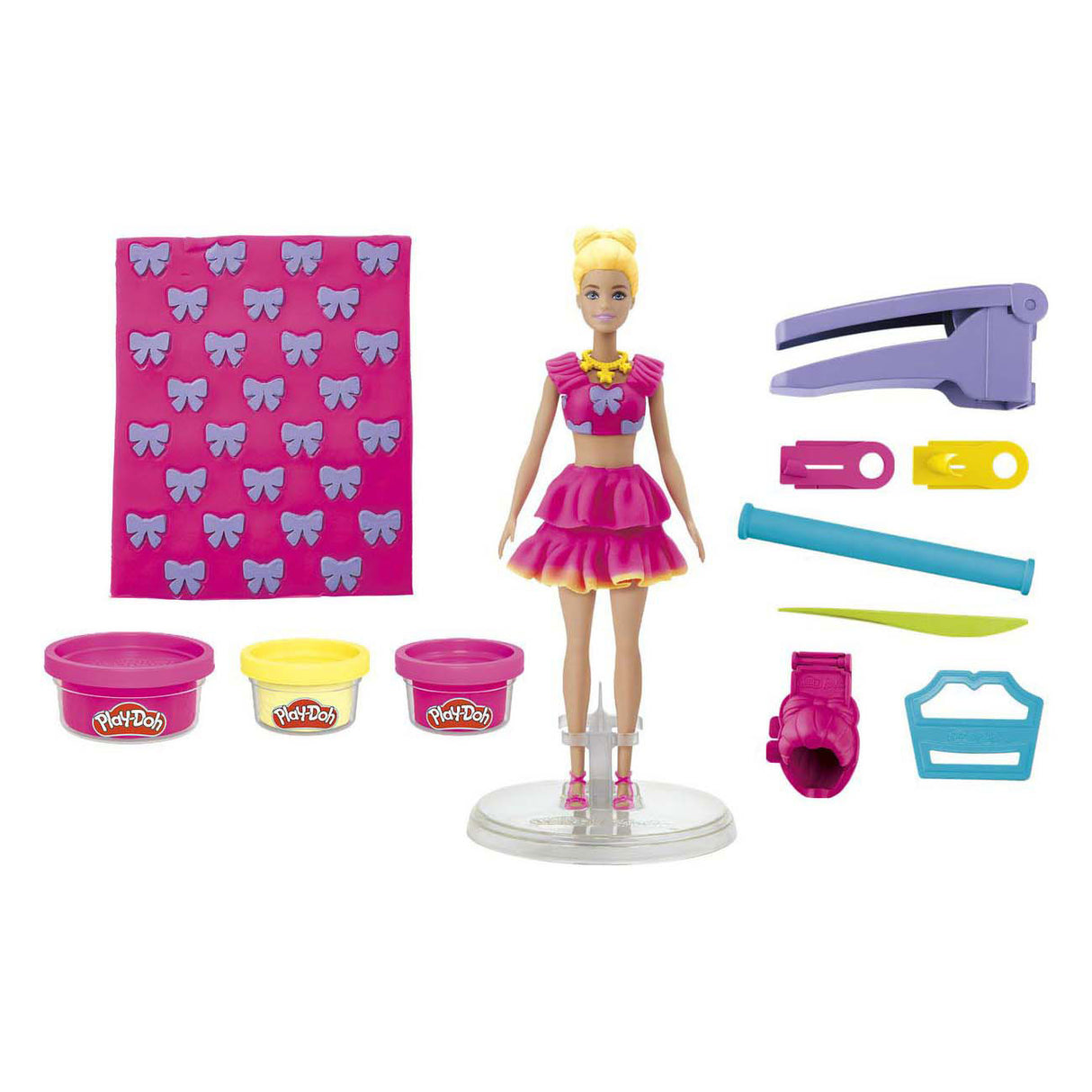 Play-doh Barbie Rüschen a Béi - 3 Lehmdëppen