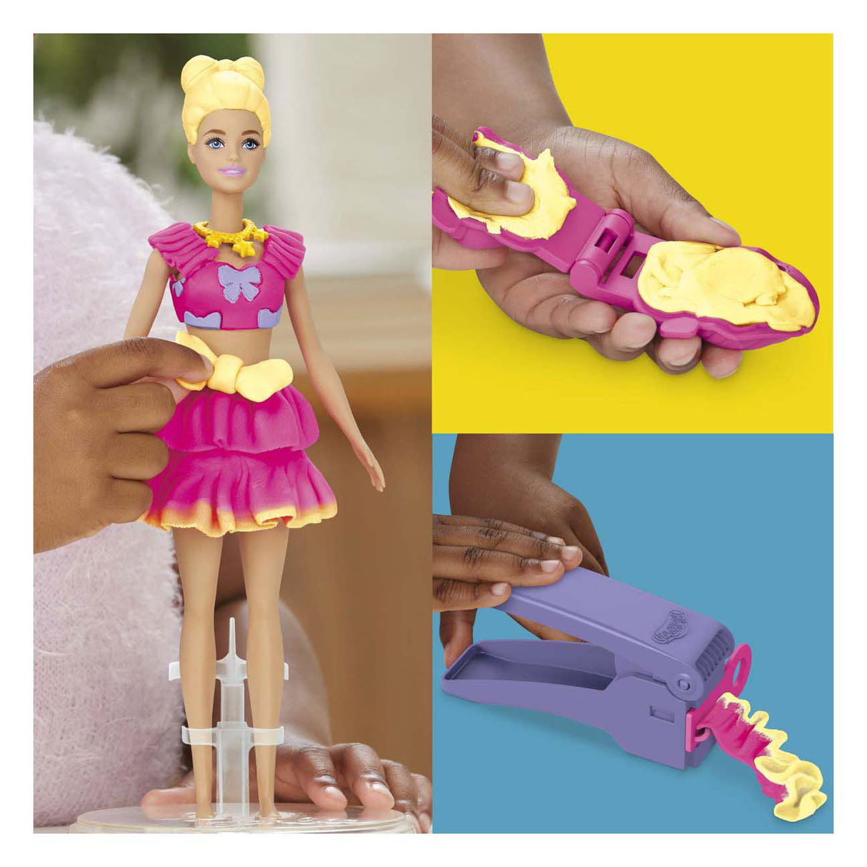 Play-doh Barbie Rüschen a Béi - 3 Lehmdëppen