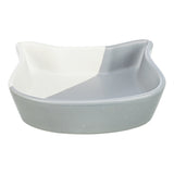 Trixie cat food bowl cat head ceramic gray white