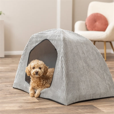 Trixie dog bed tent jonna vital ribbed fabric light gray