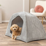 Trixie dog bed tent jonna vital ribbed fabric light gray