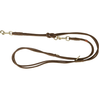 Trixie dog leash pure adjustable round stitched leather brown