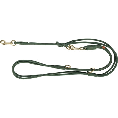 Trixie dog leash pure adjustable round stitched leather sage green