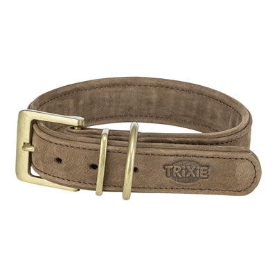 Trixie dog collar pure leather brown