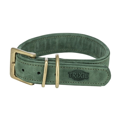 Trixie dog collar pure leather sage green