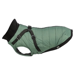 Trixie dog coat pontis with harness sage green