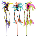 Happy pet tabby patch kattenhengel met lint en veren assorti