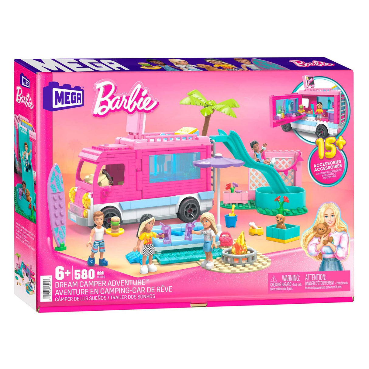 Mattel Barbie Droom Camper Adventure Bouwset, 580dlg.