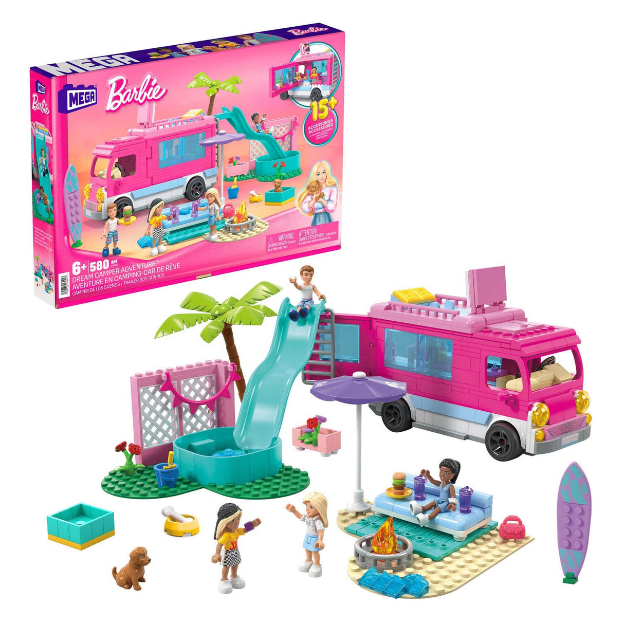 Mattel Barbie Droom Camper Adventure Bouwset, 580dlg.