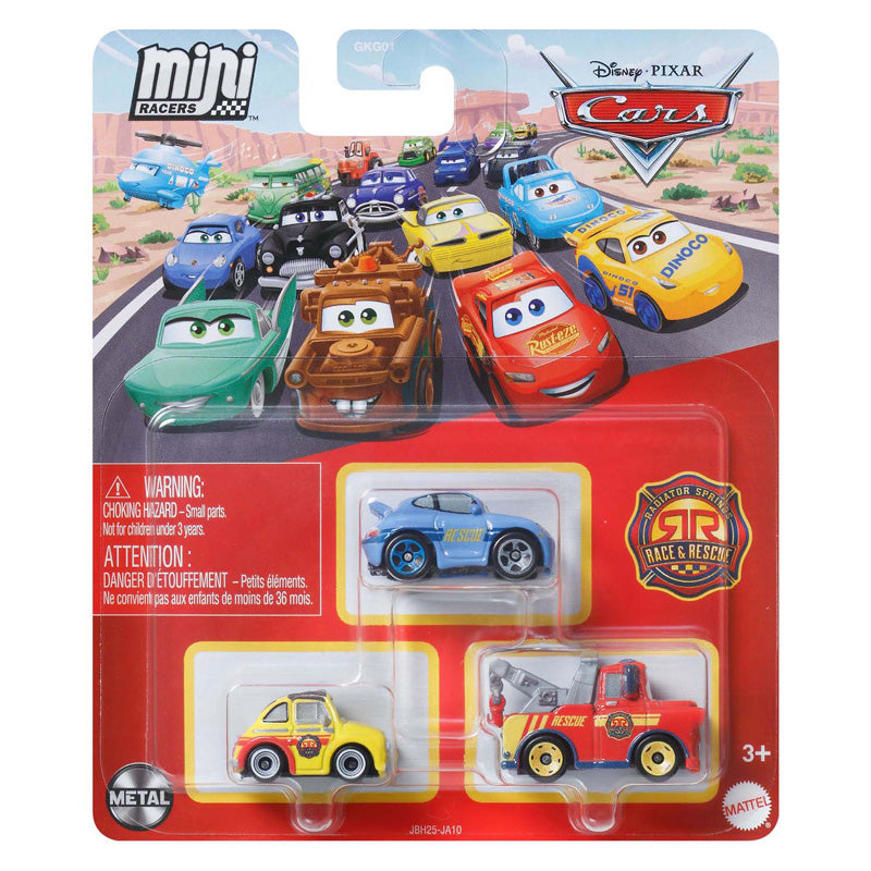 Mattel disney pixar cars mini racers auto's, 3st.