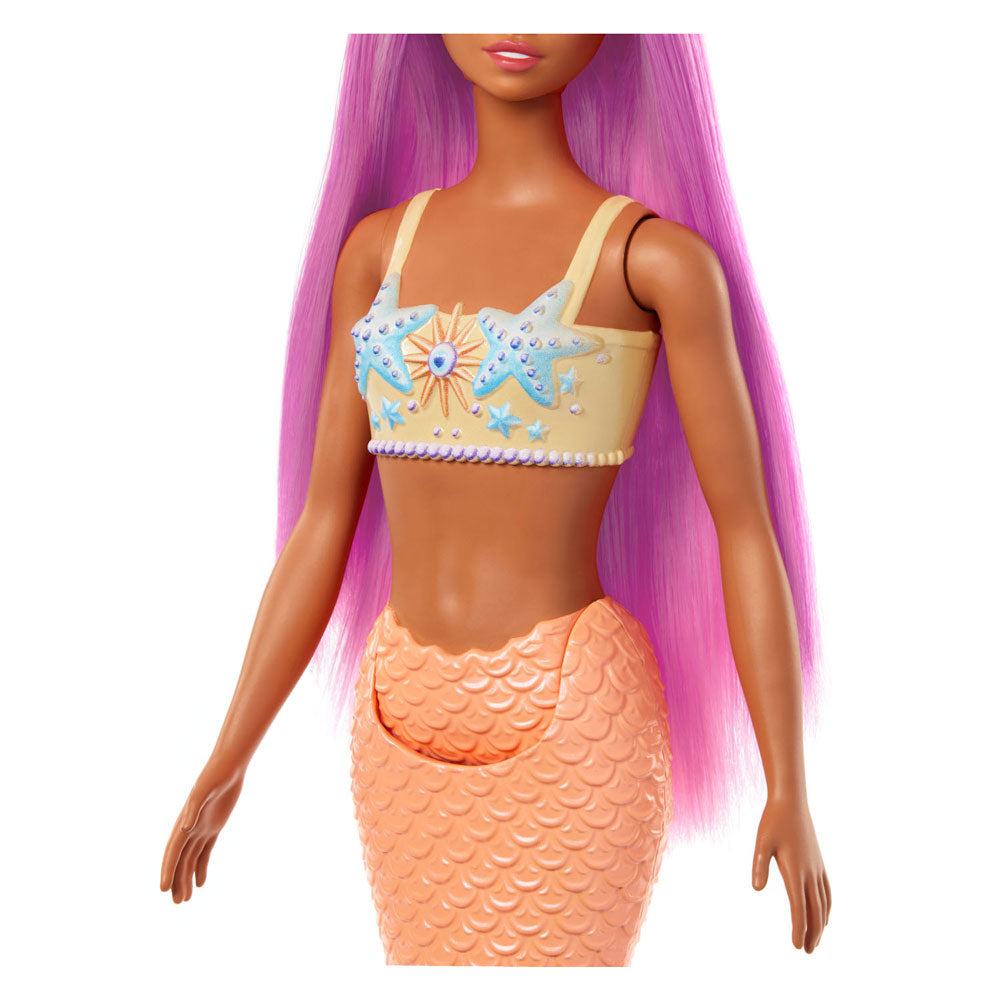 Mattel sirène pop avec des cheveux roses et une queue orange douce