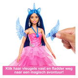 Mattel Eenhoornpop met blauw haar, roze jurk en alicorn