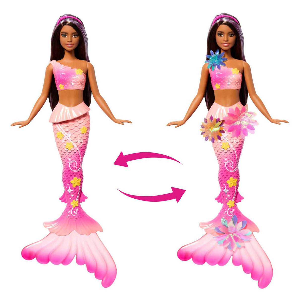 Mattel barbie zeemeermin met magische bloemen roze