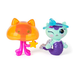 Gabby's dollhouse the movie play figure set with 2 cats mermaid cat jelly kitty