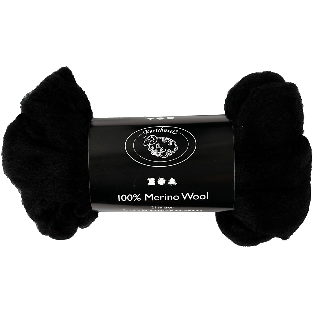 Creativ company merino wool, thickness 21 my, black, 100 gr 1 box