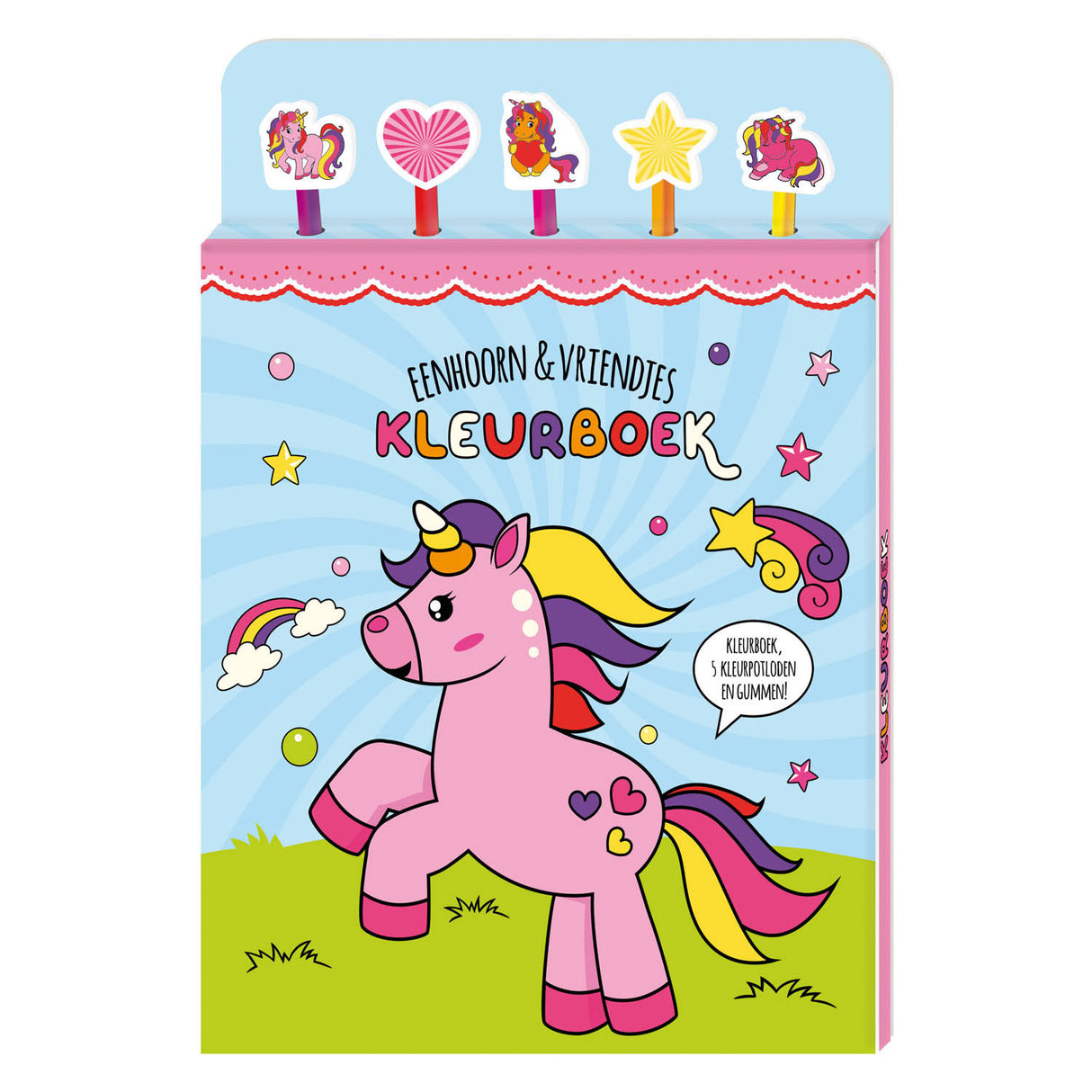 Kleurboek met kleurpotloden - eenhoorn vriendjes