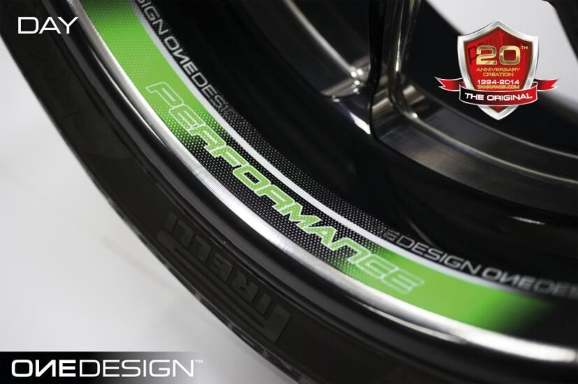 Print velg sticker rim sticker 44x300mm 8pcs.green fluor
