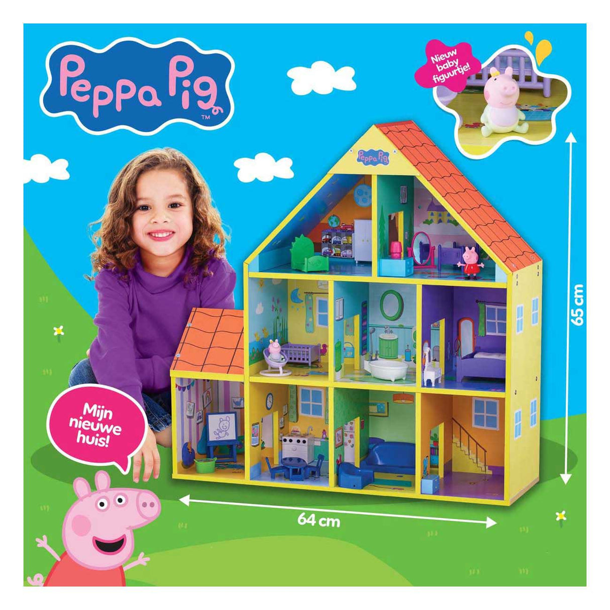 Spectron peppa gris dukkehus i tre med 9 rom