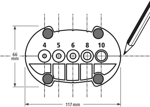 Wolfcraft battery mobile | drilling aid | ø4, 5, 6, 8, 10mm | 1 piece - 4685000