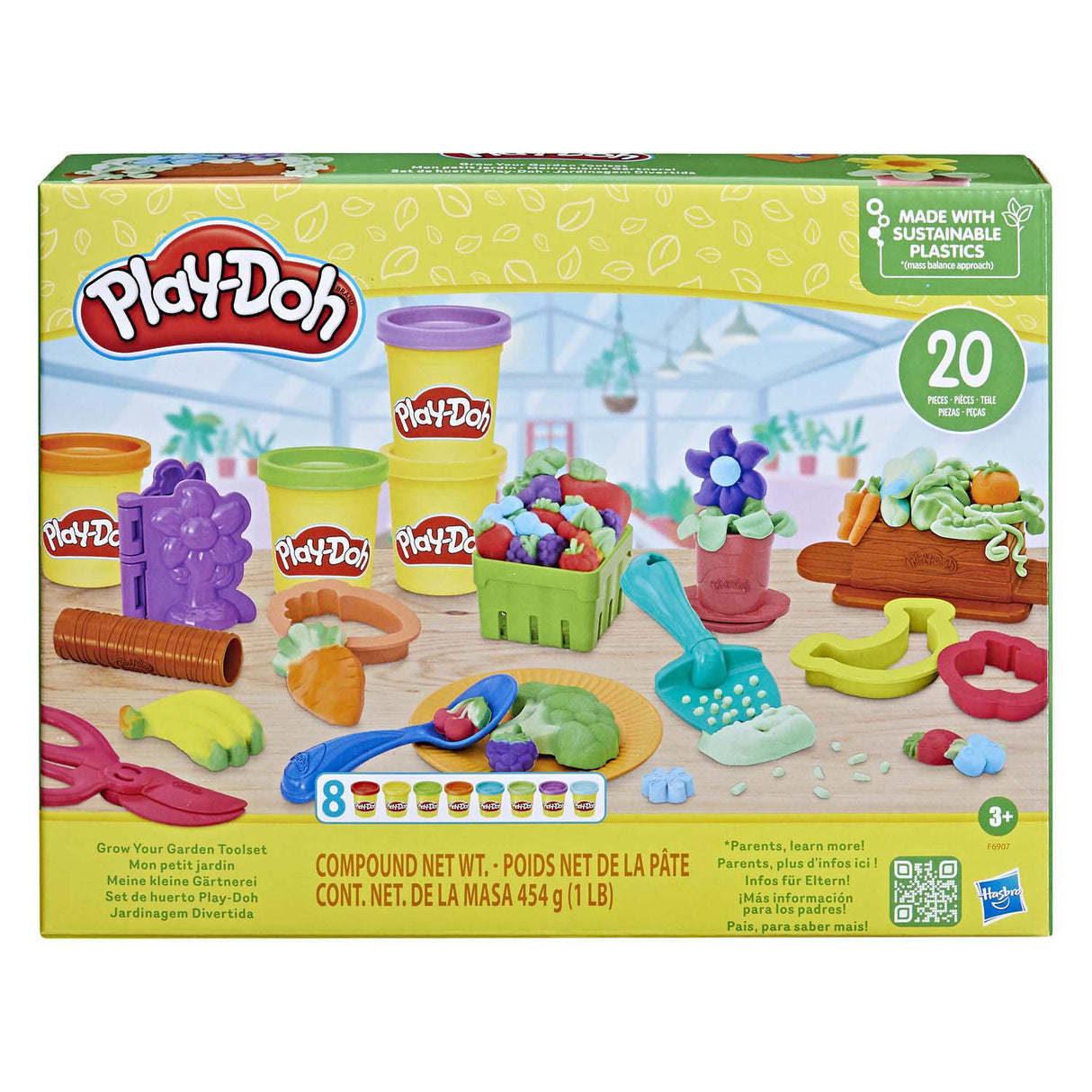 Set da gioco da giardino Play-doh con 8 vasi di terracotta - 20 pezzi.