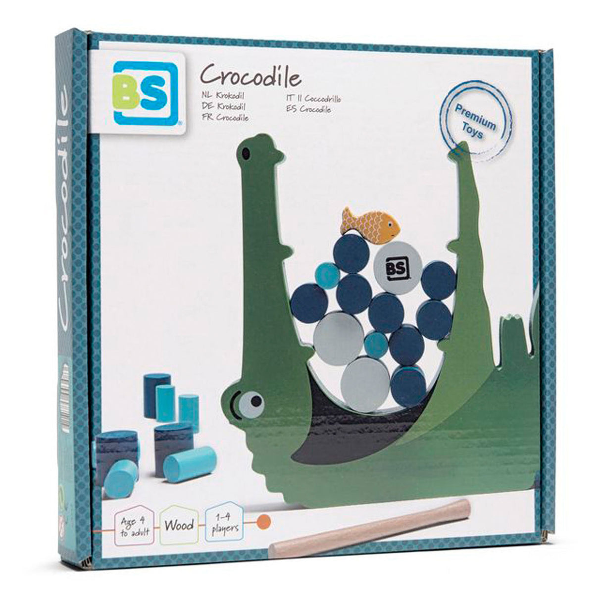 BS Toys Crocodile Equilibrio in legno e gioco stapel