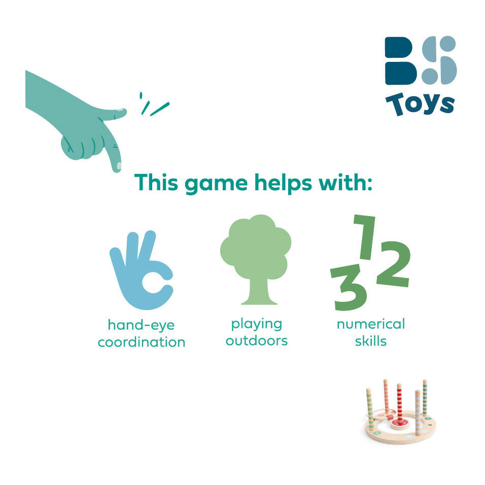BS Toys Wooden Ringswerp Game with Stripes, 7dlg.