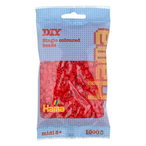 Cuentas para planchar Hama midi - rojo transparente (013), 1000 uds.