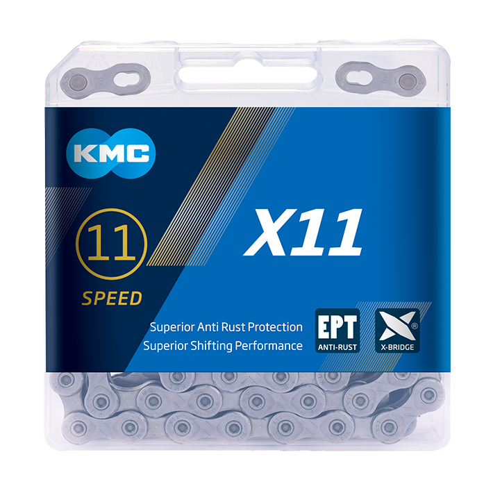 Cadena de bicicletas KMC X11 EPT - 118 enlaces - gris
