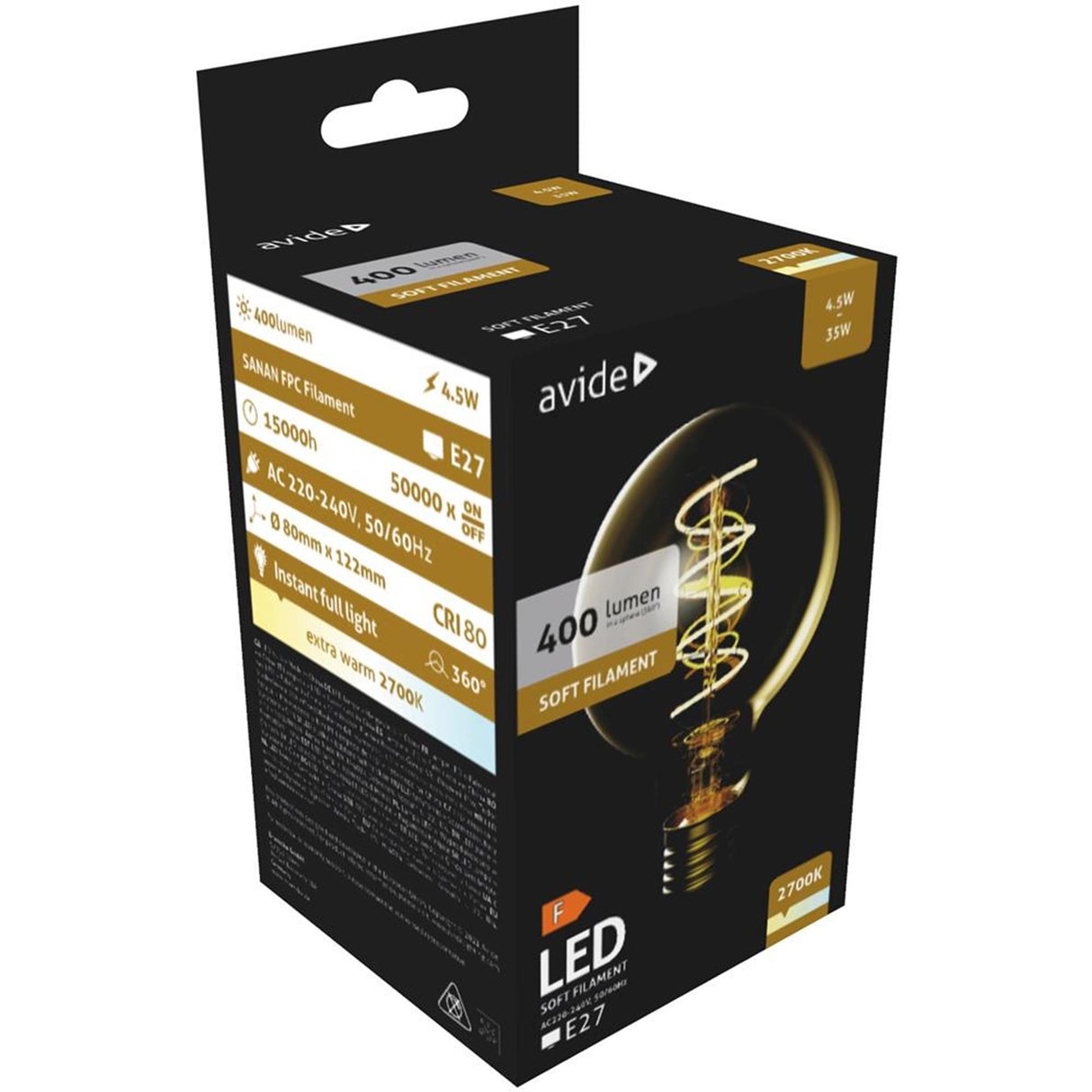 Avide led lamp 4,5w e27 2700k 400lm