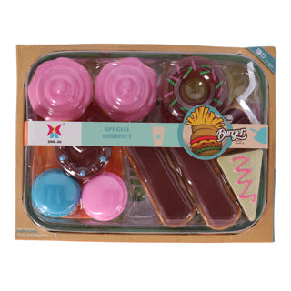 Conjunto de comida sem marca donut e macaron | 3 peças