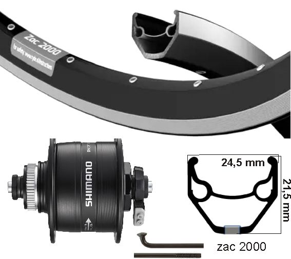 Shimano Front Wheel 28 tommer 622 Hub Dynamo V-Brake Disk Centerlock QR Stop Stop Soilwards