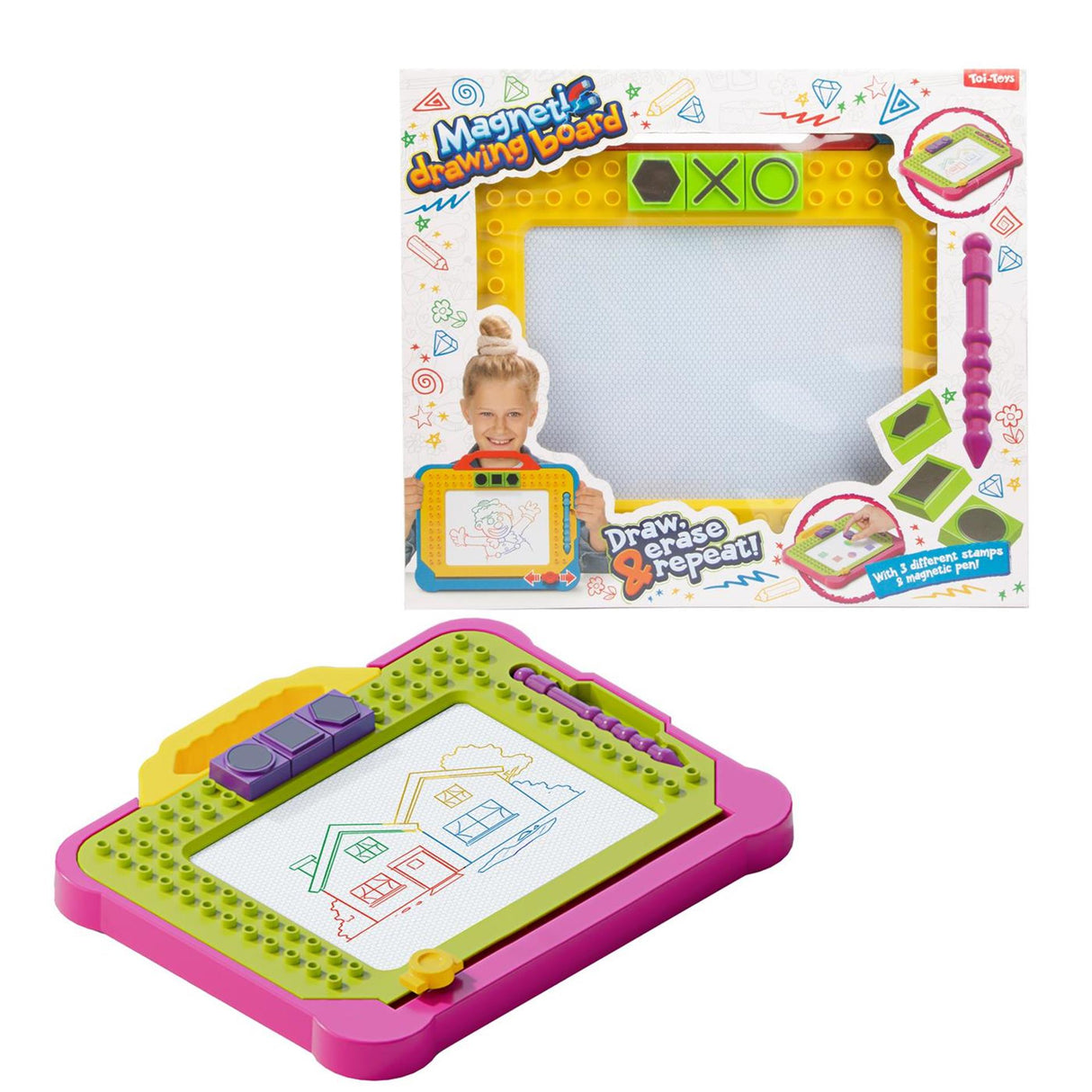 Toi-toys stationary magnetic drawing board blocks