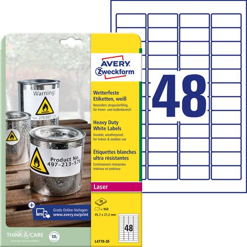 Ty етикети avery zweckform тежки ду 960 броя бели