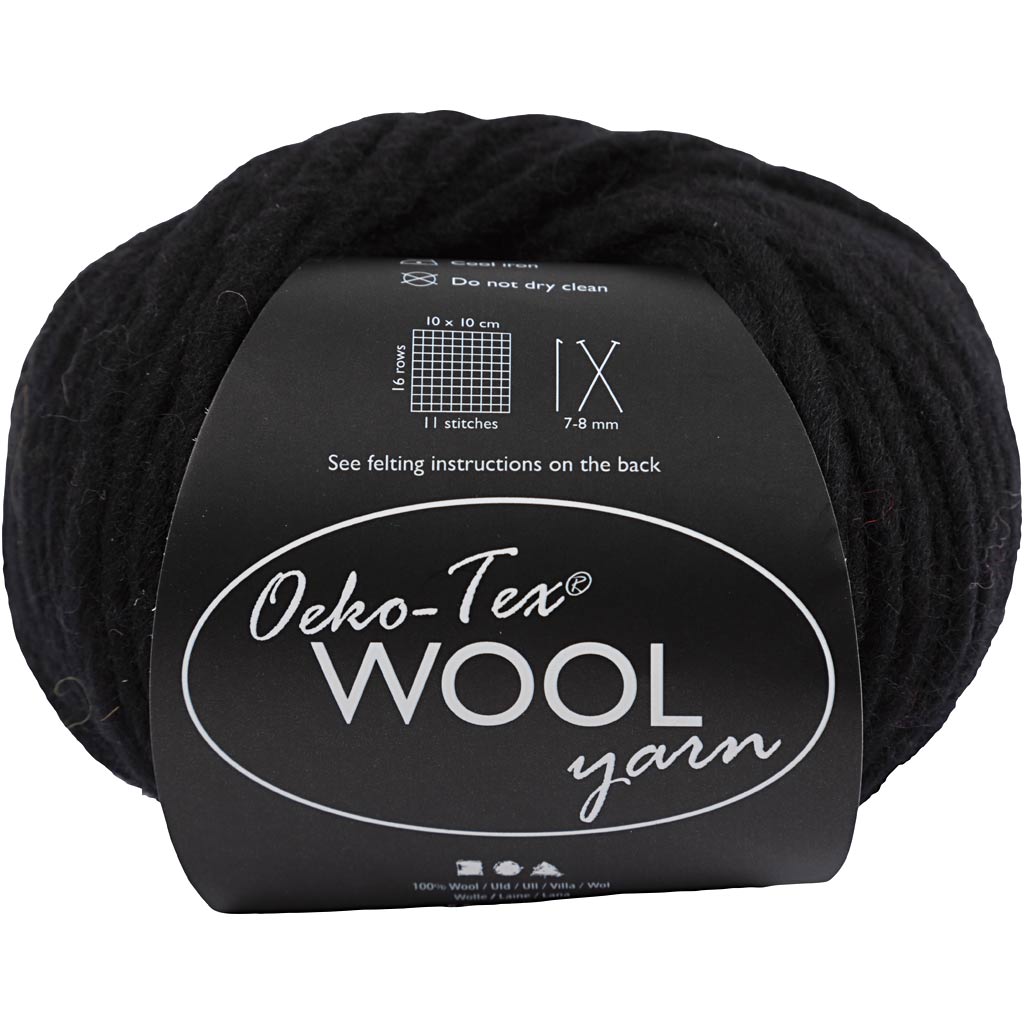 Creativ company wool yarn, length 50 m, black, 50 g, 1 ball