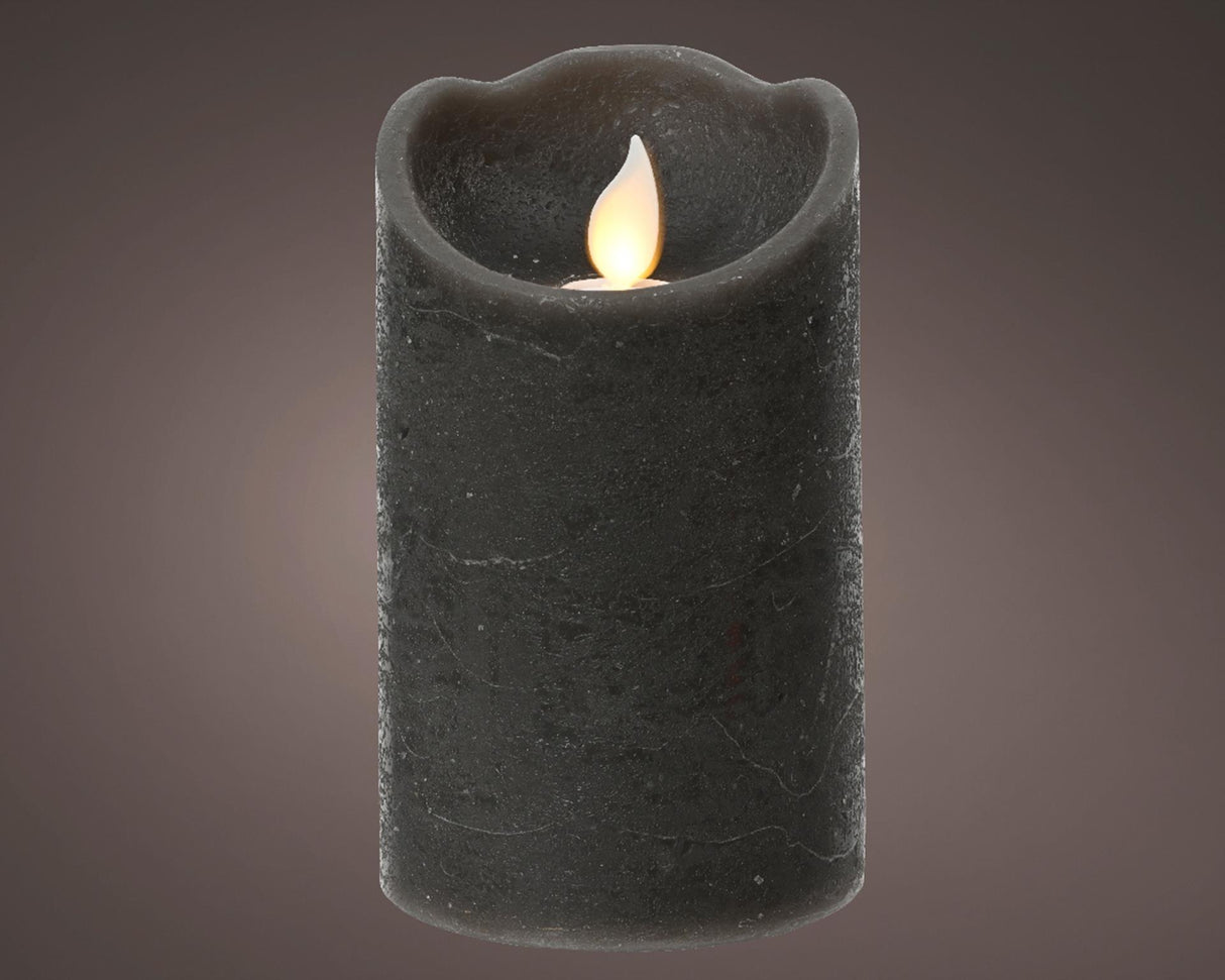 Kaemingk LED waving candle wax steady inside gray h.12.5cm d.7.5cm